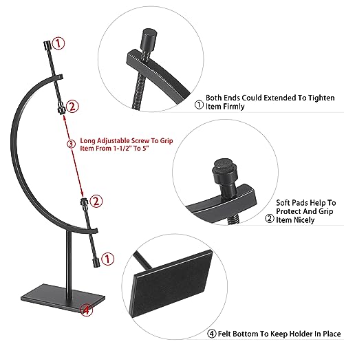 JUXYES UXYES Black Metal Sphere Holder Caliper Stand, Hold 1-1/2 to 5, Caliper Style Display Stand for Mineral, Ornament, Gem, Shell, Coin, etc - color: Black, size: M