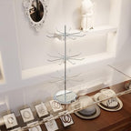 3 Tier Jewelry Holder with 8 Hooks Adjustable Height Chrome Countertop Spinner Display Stand for Necklace & Bracelet Keychain Display - size: Standard - 24 hooks