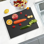 Mymonfif Tempered Glass Cutting Board for Kitchen, Black Glass Board for Countertop, Heat Resistant, with Non-Slip Feet, 12x16" 1Pcs - color: 1Pcs Black