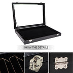 Wudygirl Jewelry Organizer Velvet Jewelry Tray Showcase Display Case Storage Necklace Bracelet Ring Earring Organizer Box Stackable Clear Lid Lock(Multi Jewelry Box) - style: Empty Tray