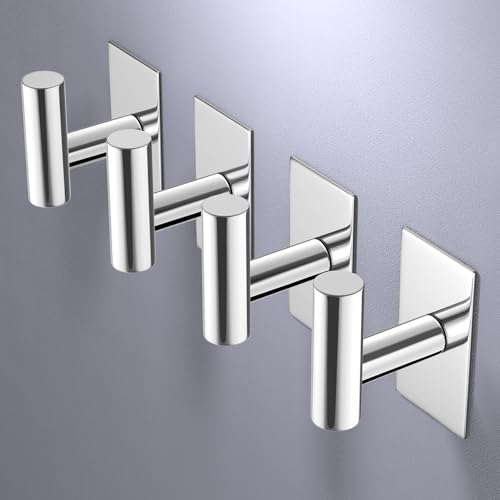 VAEHOLD Wall Towel Hooks, Heavy Duty Sticky Holder Waterproof Towel Hooks for Hanging Coat, Clothes, Closet Hook Wall Mount for Kitchen (Chrome, 6 Pack) - color: Chrome, size: 6 Pack