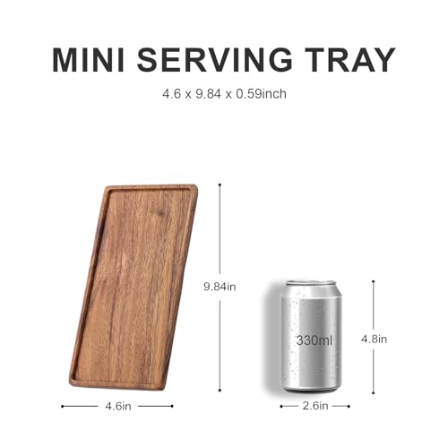 Vandroop Mini Wooden Serving Platter, Small Wood Serving Tray for Tea/Coffee (Acacia Wood, S) - size: 10" x 4.6" x 0.6"