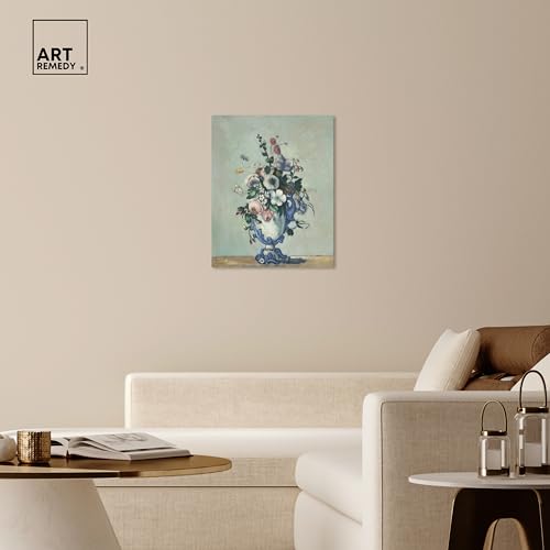Art Remedy Paul Cezanne-Flowers In A Rococo Vase Vintage Classic Canvas Wall Art, Gallery Wrapped, 24"x30" - color: Gallery Wrapped, size: 30"L x 24"W