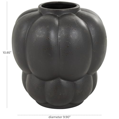 Deco 79 Ceramic Decorative Vase Wide Bubble Inspired Centerpiece Vase with Distressed Speckled Texturing, Flower Vase for Home Decoration 10" x 10" x 11", Black - size: 10" x 10" x 11"
