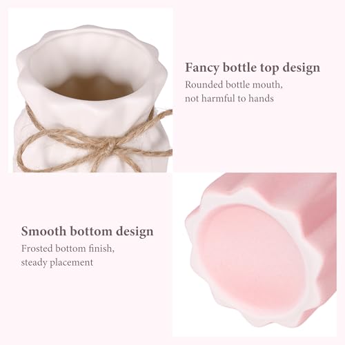 Gradient Pink Ceramic Bow Vase, Flower Vases Minimalism Style for Modern Home Decor, Decorative Vase for Living Room, Coffee Table, Office, Bookshelf and Farmhouse Table (Pink) - color: Pink