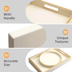 SANZIE Leather Tray Desktop Storage Organizer Premium Serving Trays Decorative Tray Valet Tray for Sundries Cosmetics Phone Wallet Cutlery (White Holder)
