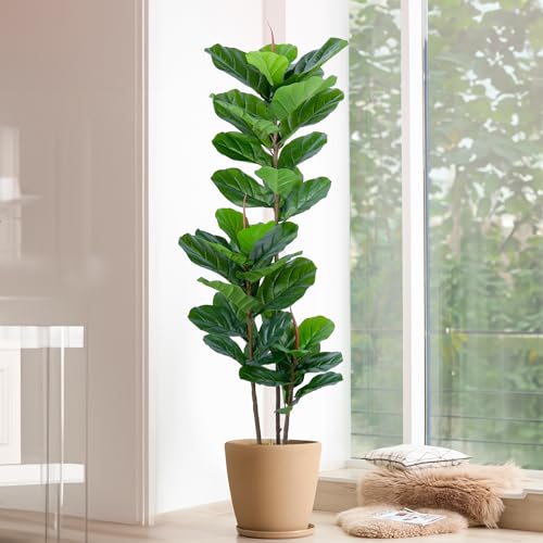 YEPDIN Artificial Fiddle Leaf Fig Tree 5FT Faux Fiddle Leaves Fig Tree Artificial Plants in Pot for Indoor Outdoor Fake Tree Plants - style: 5 FT