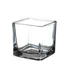 WGVI Clear Square Glass Tea Light Votive Candle Holder, Width 3", Height 3", Small Cube CandleHolders Container Dish Terrarium Tabletop Event Decor, 1 Pieces - size: Clear Cube 3"H
