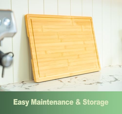 Allsum 30x20" Bamboo Cutting Board for Kitchen, Extra Large Wood Charcuterie Board with Side Handles and Juice Grooves, Stove Top Cover, Noodle Board over Sink, Cheese Serving Tray - size: 30"L x 20"W