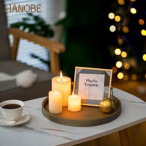 Hanobe Decorative Coffee Table Tray: Round Gold Tray for Home Decor - 12" Circle Ottoman Trays for Entryway Table Candle Holder Plate for Living Room Kitchen - color: Gold