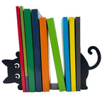 Cat Book Ends Decorative Metal Bookends for Shelves Black Cute Book Holders for Desk