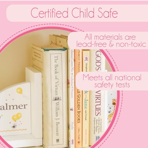 My Bambino Personalized Bookends Custom White Wood Book Ends for Children's Books Gift for Boys Book Shelf (Planes) - color: Planes