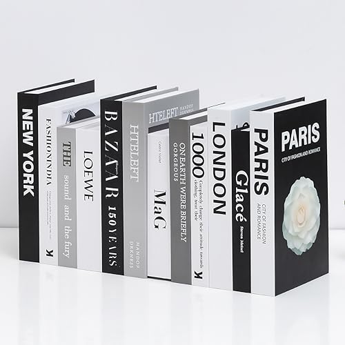 YKYKJDG 12pcs Fake Books for Decoration Faux Books Black Room Decor Decorative Books for Coffee Table Decor Books Black and White Books for Shelves Preppy Bookend Modern Decor