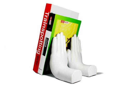 Danya B. Contemporary Accent Book Shelf Decor - Hands Sculpture Bookend Set of 2 (White) - color: White