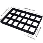 Mornajina 24 Grids Stackable Jewelry Tray Organizer with Removable Dividers, Velvet Jewelry Display Tray for Earrings Necklaces Bracelet Rings Display Showcase - Black - color: Black
