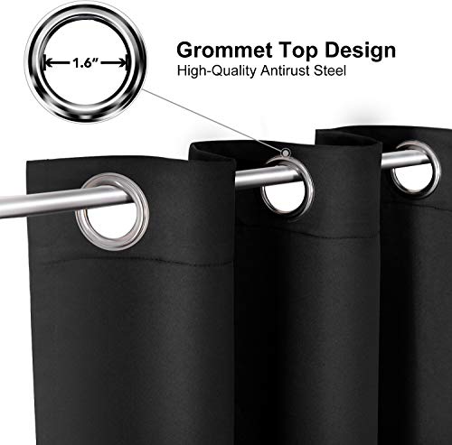 ChrisDowa Small Window Curtains 50 inches Long for Bedroom - Grommet Short Thermal Insulated Room Darkening Curtains for Kitchen (2 Panels, Black, 29 x 50 Inch) - color: Black, size: 29"W x 50"L (Pack of 2)