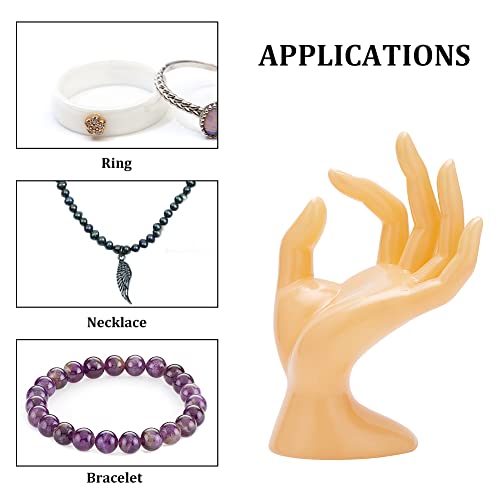 Plastic Hand Jewelry Display Holder, Moccasin OK Shaped Hand Ring Jewelry Organizer for Earring, Ring, Watch, Bracelet Storage, 2.91 x 3.13 x 6.49 Inches - color: Yellow
