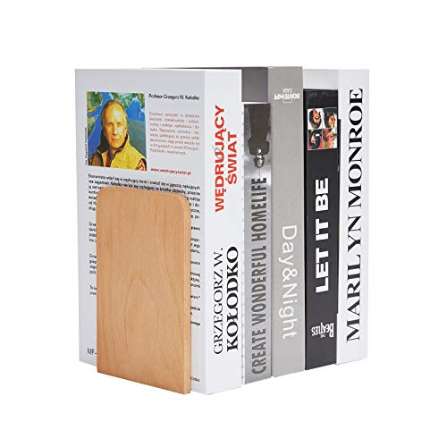 Pandapark Wood Bookends,Non-Skid Bookend for Shelves,Heavy Duty Bookends,Book Stand for Books/CDs,1 Pair - color: Beech-a Plus