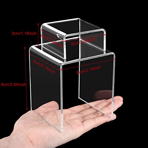 Chuangdi 20 Pcs Acrylic Display Risers, Clear Product Stand, Jewelry Display Riser Shelf Showcase Fixtures for Figure Dessert Cupcake Candy Action Showcase(Medium Set) - color: Clear, size: Medium Set
