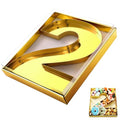 SiliFine 12" Charcuterie Number Shaped Mache with Clear Lid Fillable Sweets Serving Trays Paper Mache Cupcake Candy Box for 2025 Graduation Party Graduation Celebration(Gold,Number 2) - color: Gold, style: Number 2