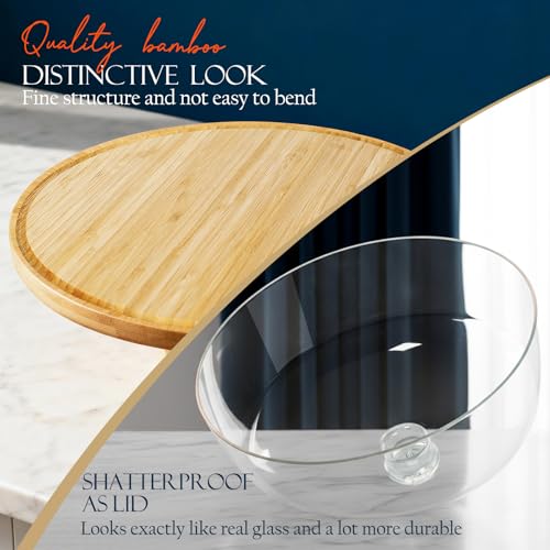 Masthome Bamboo Christmas Cake Stand with Lid, 6 in 1 Cake Holder with Lid,Multi-Functional Serving Platte, Dessert Display Stand and Charcuterie Board for Nutst, Chips & Dips,Fruit Platter - color: Bamboo Cake Stand With Lid