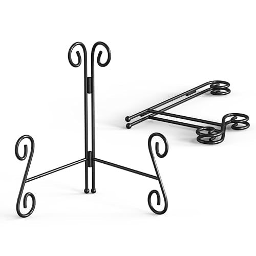 Plate Stand, 6 Inch Metal Plate Stands for Display 1 Pack, Black Iron Easel Stand Decorative Plate Holder for Picture Frame Photo Collectibles Book - size: 6 Inch - 1Pack