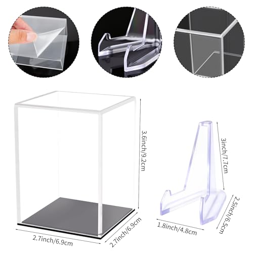 Hooqict Championship Ring Display Case Clear Acrylic Ring Case Display Box UV Protected with Base for Sports Baseball Softball Football Single Ring Coin Holder Stand - size: 1 Pack