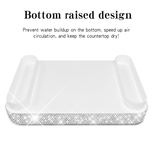 Bling Decorative Tray for Coffee Table，Glitter Coffee Table Decor Table Trays Decorative，Shiny Perfume Organizer Dresser Perfume Tray (Square - 9" x 6") - size: 9.5" x 6" x 1.9"