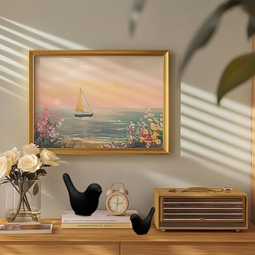 2 Pcs Modern Style Animal Statues, Decorative Black Ornaments Birds Statues, Ceramic Decor for Office Desktop, Bookshelf, Bedroom, Living Room, Cabinets - color: Black