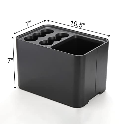 Elsjoy Black Umbrella Stand, Entryway Umbrella Organizer, Compact and Efficient with Removable Drip Tray, Holds 10 Umbrellas - color: Black