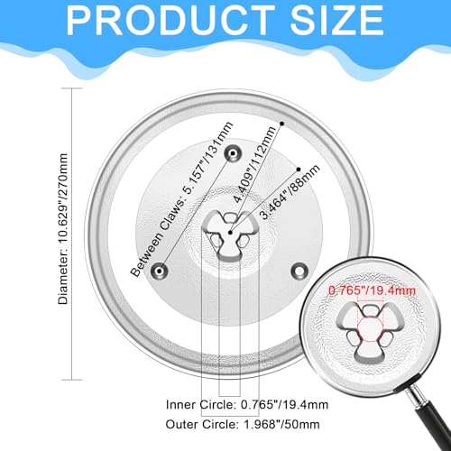 SDTC Tech 10.6" Microwave Glass Plate, Turntable Plate Glass Tray Replacement Compatible with GE, Panasonic, Toshiba, Galanz, Farberware