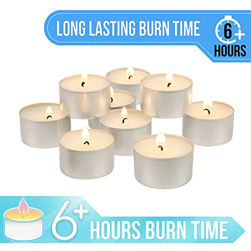 Stonebriar 300 Pack Unscented Tea Light Candles with 6-7 Hour Extended Burn Time, White, 300 Count - size: 300 Pack