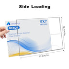 8 Pack Slanted Back Acrylic Sign Holder 5x7 inches,Clear Tabletop Sign Holder,Acrylic Picture Frames Stands for Display,Plastic Flyer Menu Holder for Office,Home,Restaurant（Horizontal）