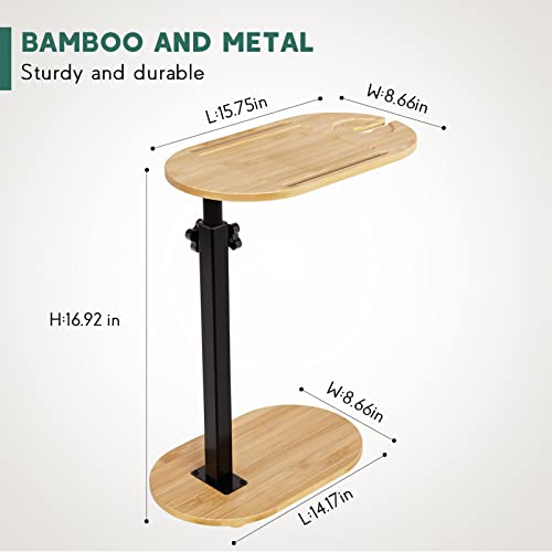 Yumkfoi Bamboo Bathtub Tray Table with Adjustable Height, Freestanding Bath Caddy Tray for Tub Against Wall, Bathtub Side Table for Luxury Bath Home Spa Homewarming - Patent Protected (Natural) - color: Natural