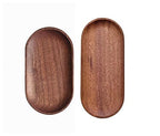 Mini Serving Tray for Jewellery Key Coin Set of 2, Oval Natural Wood Dessert Cup Tray, Small Wooden Cheese Plate, Tableware Decorative Tray (2)