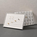 Oirlv Linen 7 Lines Ring Storage Tray Rings Showcase Display Organizer Plate - size: 7 lines