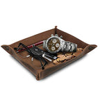 Londo Genuine Leather Tray Organizer - Practical Lightweight Water Resistant Computer Table Desk Storage Box for Wallets, Watches, Keys, Coins, Cell Phones and Office Equipment - color: Mink