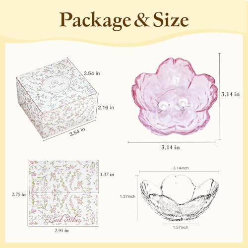 Gifts for Women Flower Ring Dish Jewelry Tray,Glass Trinket Dish Bathroom Room Decor Trinket Dish Valentine's Friendship Christmas Birthday Gifts for Women(Light Pink Purple) - color: Light Pink Purple
