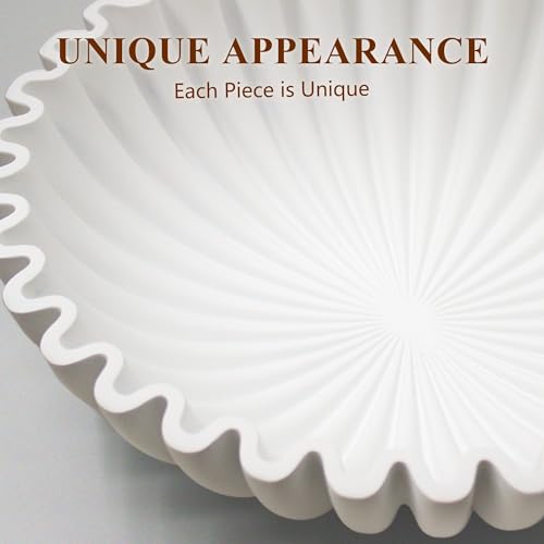 YMXYJM Large Decorative Bowl, Modern Handicraft Bowls for Home Decor, Decorative Fruit Bowl for Kitchen Counter, Ruffle Bowl Decor, Stylish Key Bowl for Entry Table, White - color: White