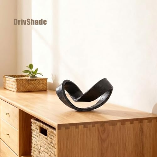 Geometric Knot Sculpture, Modern Coffee Table Decor Abstract Figurines, Boho Home Decor Statue for Shelf, Living Room, Office Desktop, Bedroom, Bookcase Decorative (Black) - color: Black