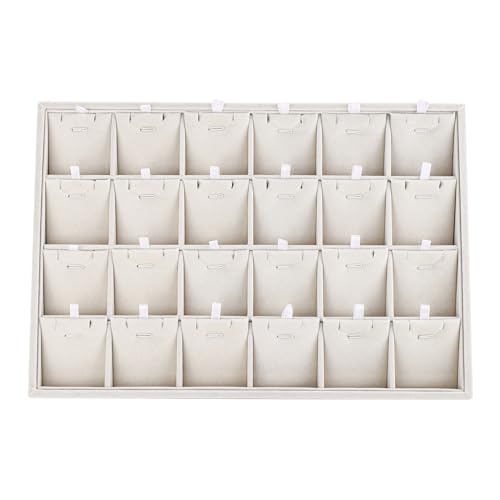Mornajina 24 Grids Stackable Jewelry Tray Organizer with Removable Dividers, Velvet Jewelry Display Tray for Earrings Necklaces Bracelet Rings Display Showcase - Beige - color: Beige