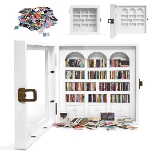 Anxiety Bookshelf – Mini Books Display for Stress Relief and Fun Decor, Perfect Decorative Miniature Library for Book Lovers, Ideal for Home Decor, Office Décor, and Thoughtful Gift Giving - White - color: White