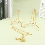 Gold Iron Display Stand Craft Bracket Book Holder Photo Pedestal Bowl Dish Frame Picture Plate Rack Easel Storage Decoration（6in） - size: Large