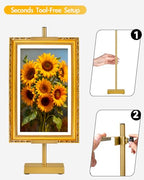 Rofio Adjustable Tabletop Easel Stand, picture easel stand up to 17” H, Metal Picture Frame Holder for Artwork, Photo, Signs & Certificates (Gold) - color: Gold