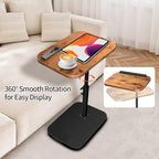 Small End Table Adjustable Height, 90° Flip-Over Panel Side Table for Small Spaces 360° Swivel TV Tray Couch Tables That Slide Under, Food Snack Trays for Sofa Bed Living Room - style: Adjustable