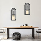 OYEFLY 2Pcs Metal Wall Hanging Candle Sconces,Black Boho Wall Shelves Candle Holders (Black)