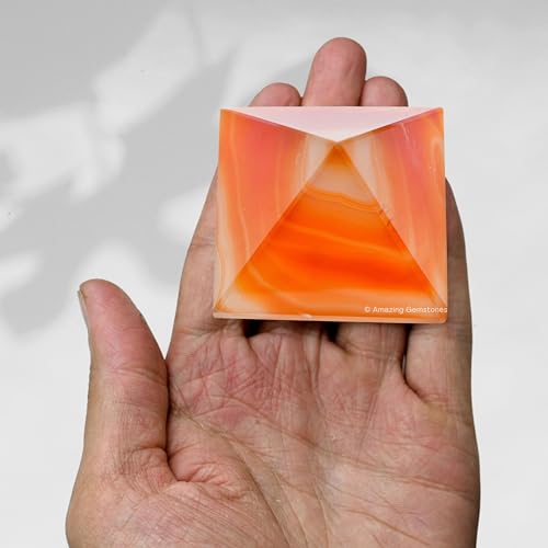 Amazing Gemstone Carnelian Onyx Pyramid Crystal Healing Stones - 2" Great Pyramid Figurine of Natural Stone Pyramid for Meditation, Reiki, Chakra Balancing and Crystal Pyramids Grid - color: Carnelian Onyx