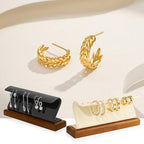 Solid Wood Jewelry Earrings Display Stand Small Jewelry Display for Long Earrings(Beige) - color: Beige