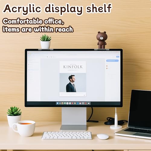 TBWHL 4pcs Acrylic Display Shelf, Computer Screen Display Stand for Anime Figure, Shelf Risers for Figures, Riser Stand for Decoration and Organizer for Desk, Computer Monitor Decor Figurines