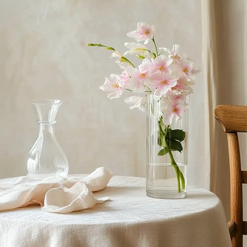 TBWIND 12Pcs Glass Cylinder Vases 8 Inch Tall Clear Flower Vases for Centerpieces Wedding Decoration, Hurricane Floating Candle Holder for Party Table Home Decor - size: 12 Pack 8 Inch